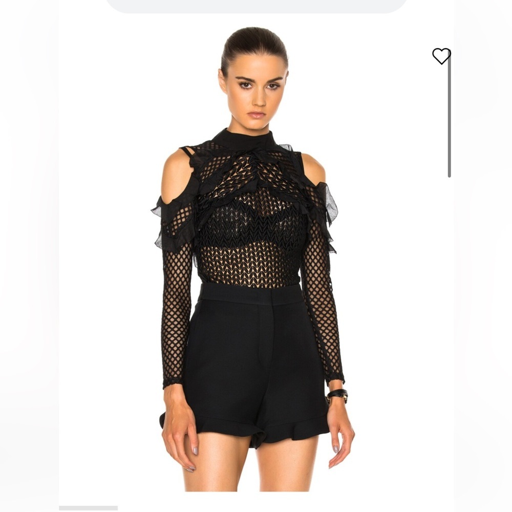Self-Portrait Purl Knit Cold-Shoulder Top